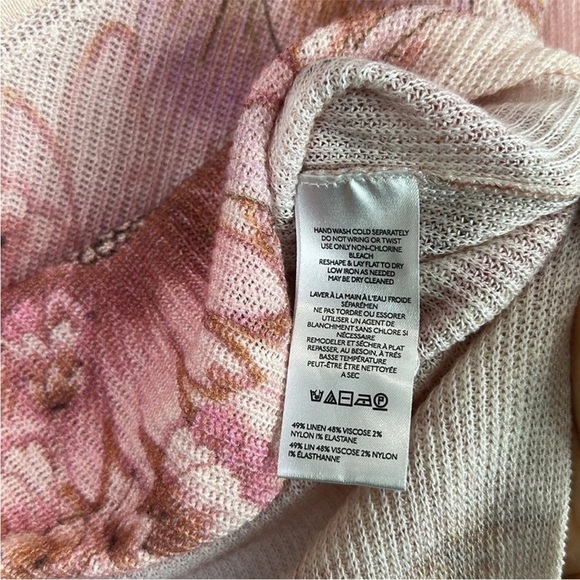Anthropologie The Dreamer Floral Printed V-Neck sweater pink flowers 🌺 Large - Picture 9 of 15